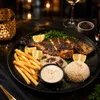 سمك شوبرا مشوي مع ارز و بطاطا